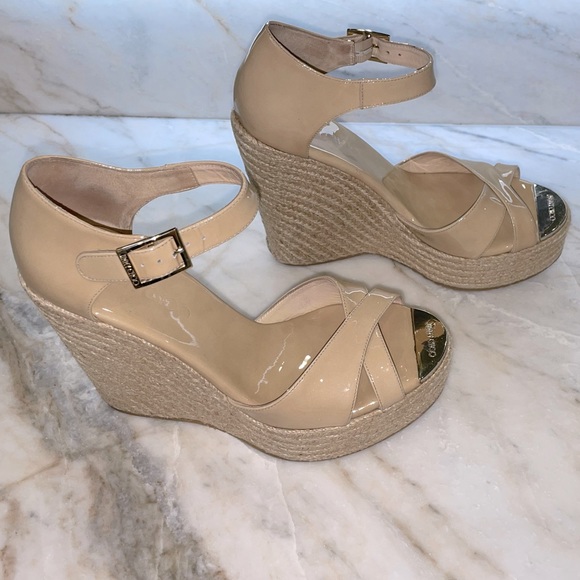 Jimmy Choo Shoes - Jimmy Choo Pallis patent nude wedge